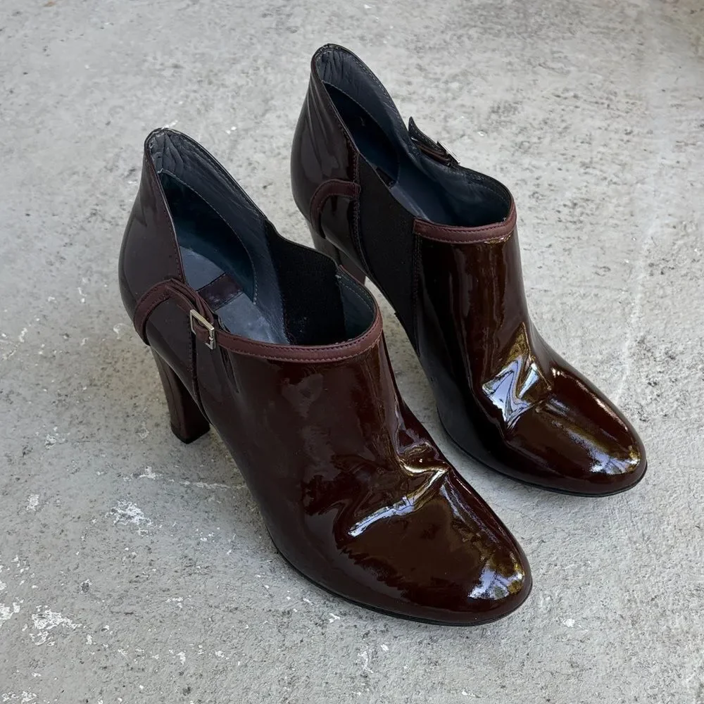Theory patent leather booties